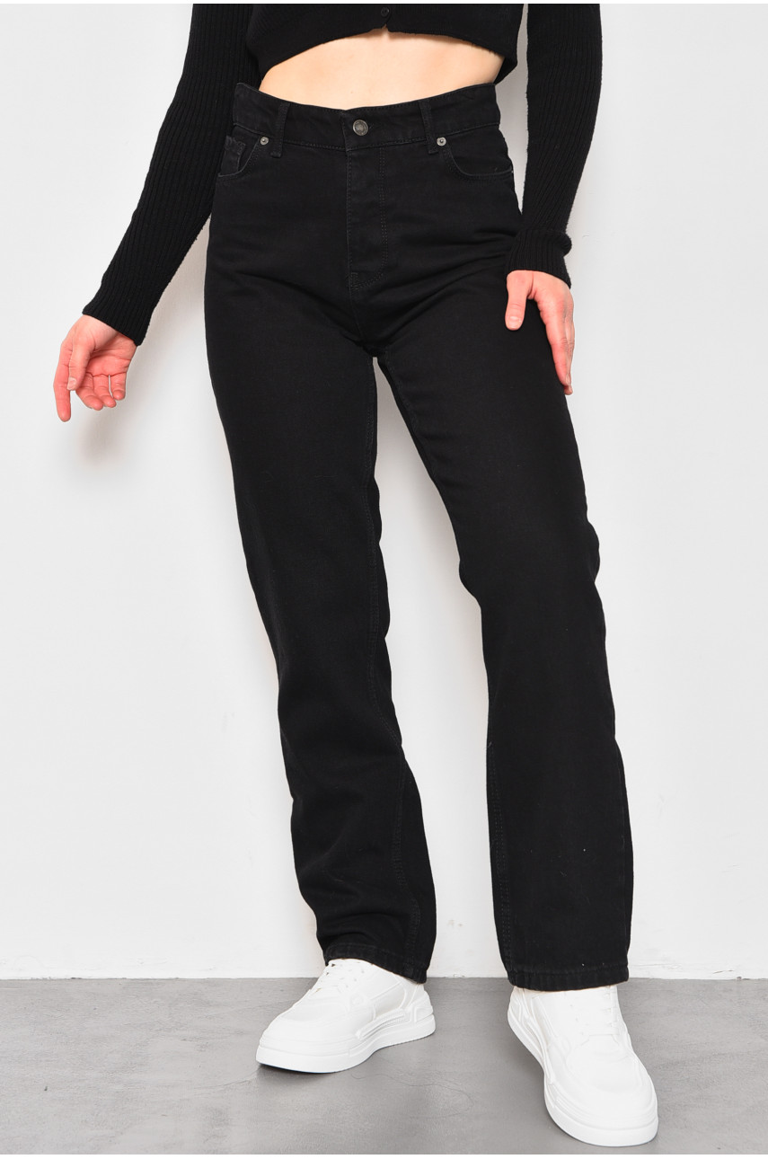 Джинси жіночі прямі чорного кольору 175450