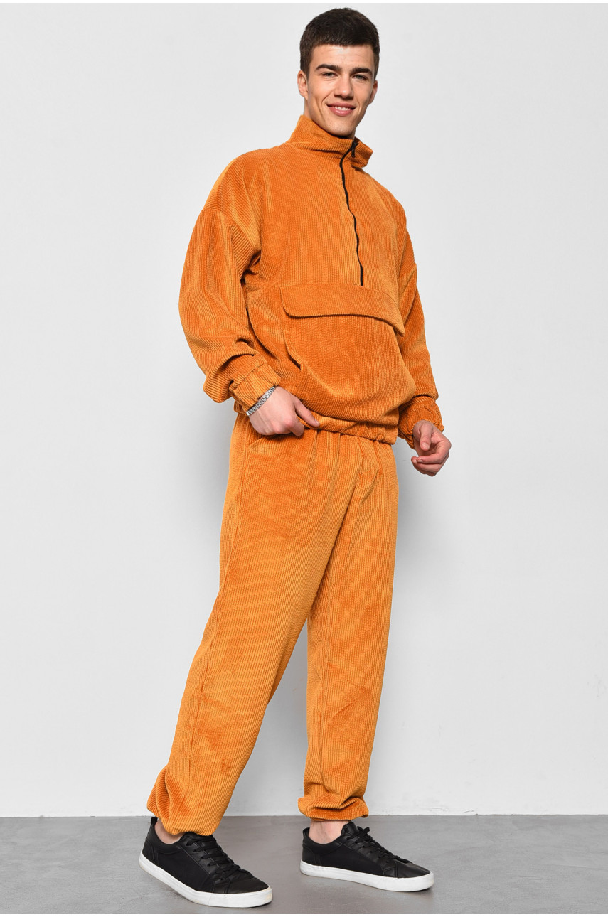 Спортивний костюм чоловічий вельветовий гірчичного кольору 175717