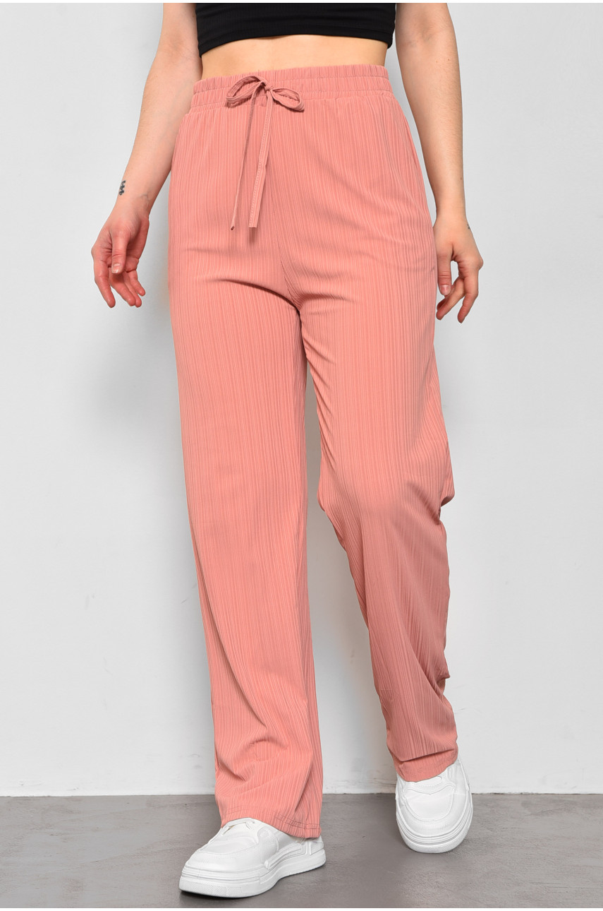 Штани жіночі розкльошені рожевого кольору 9830-1 175784