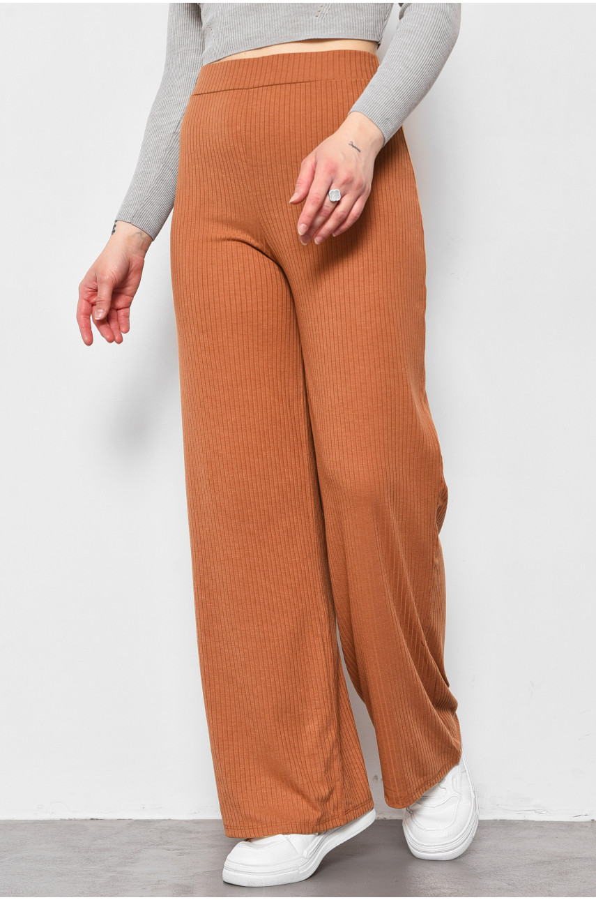 Штани жіночі розкльошені коричневого кольору 175893