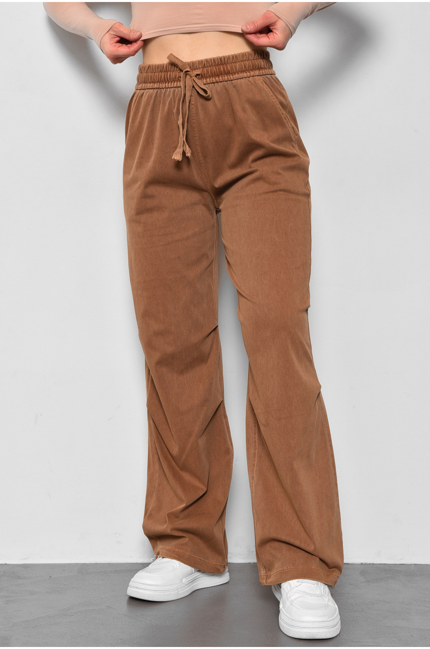 Штаны женские полубатальные коричневого цвета 561-6 175978