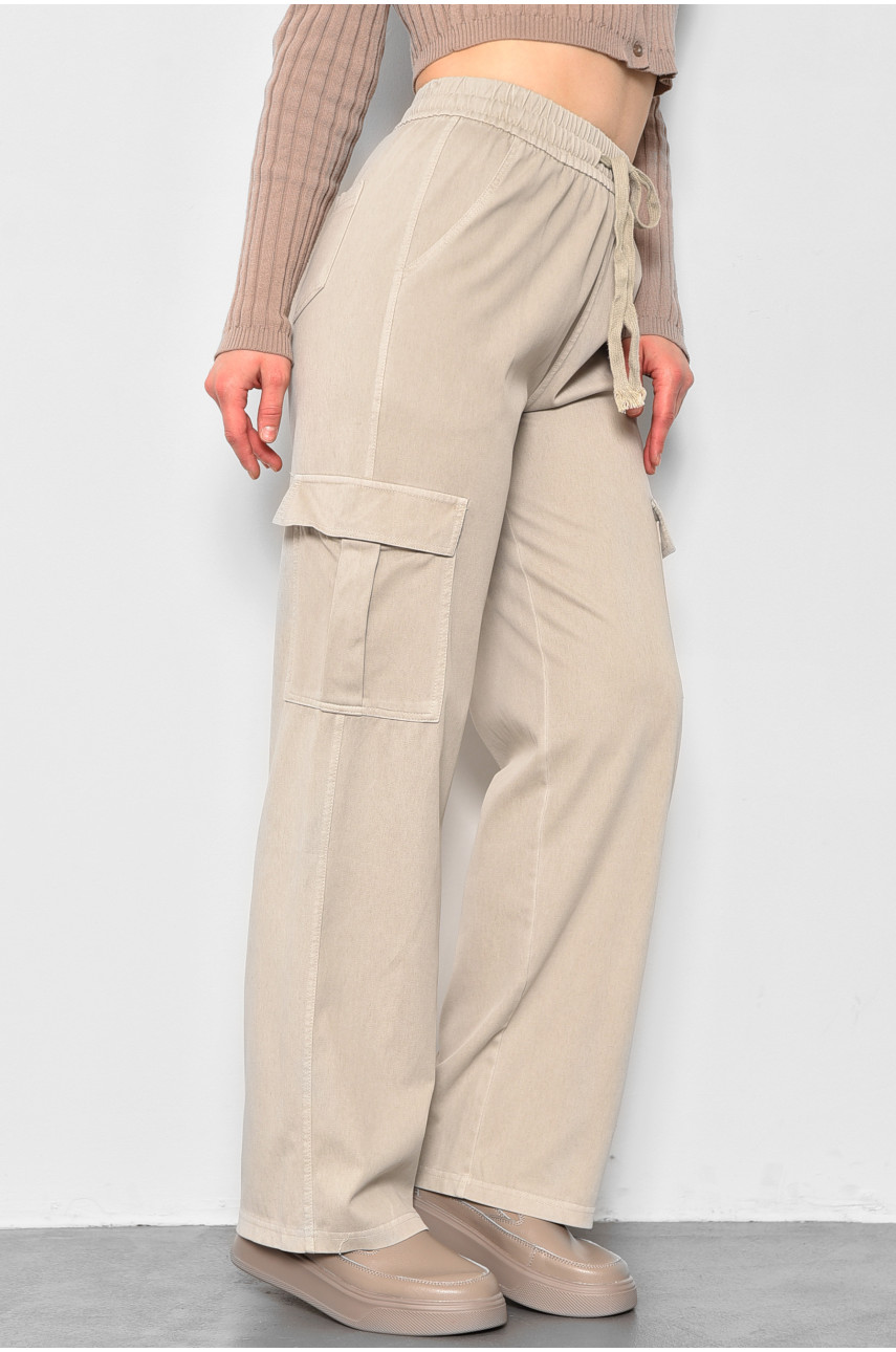 Штани жіночі напівбатальні бежевого кольору 560-4 176006