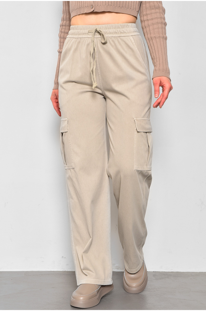 Штани жіночі напівбатальні бежевого кольору 560-4 176006