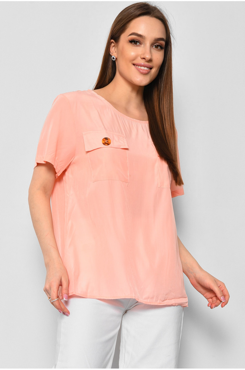Блуза женская с коротким рукавом персикового цвета 6056 176167