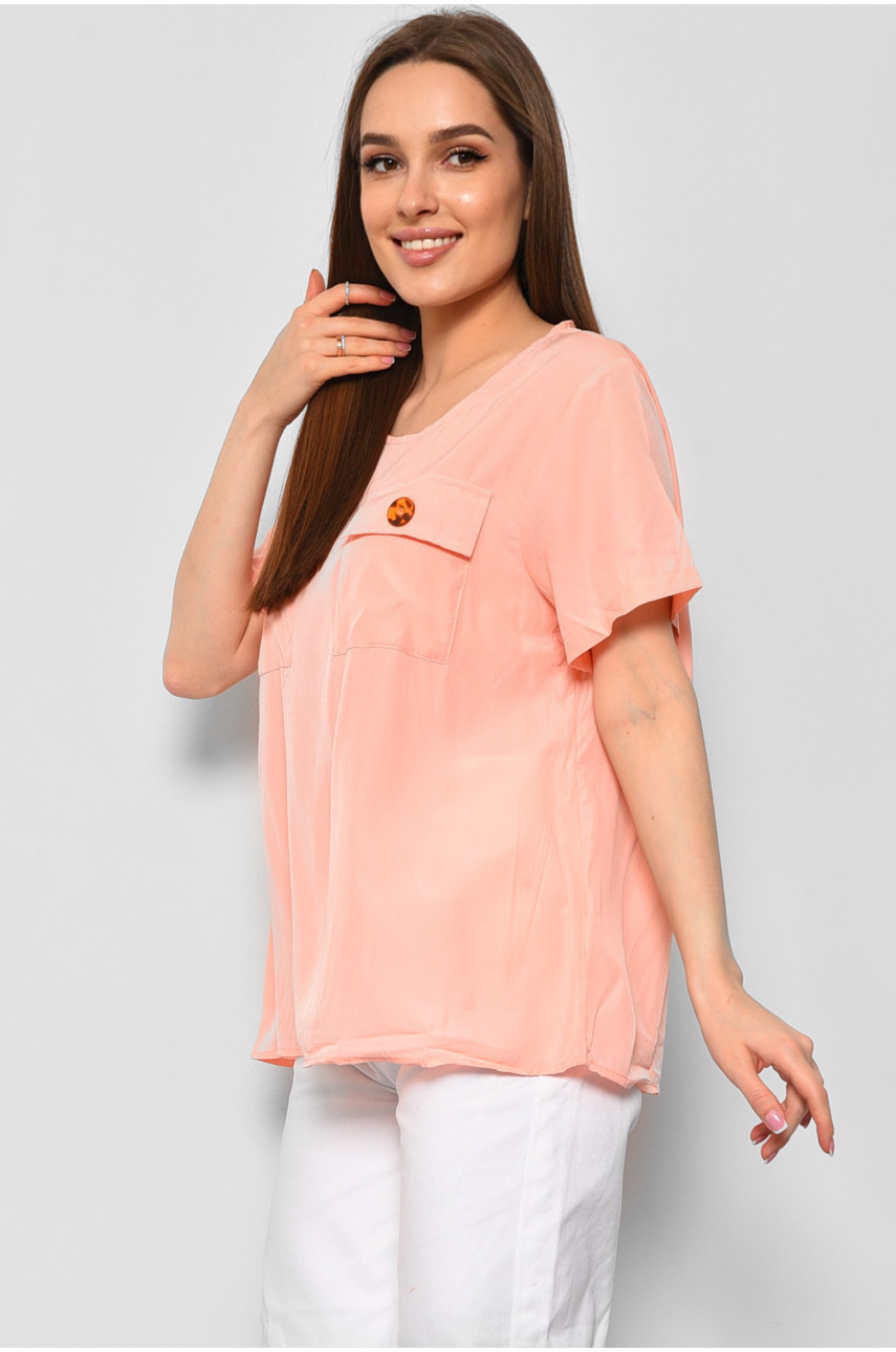 Блуза женская с коротким рукавом персикового цвета 6056 176167