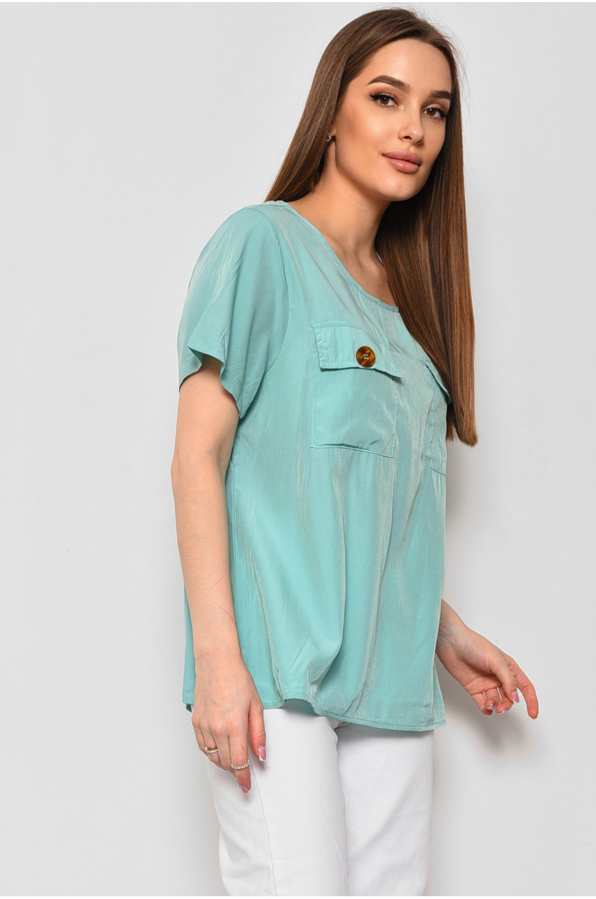 Блуза жіноча з коротким рукавом  м'ятного кольору 6056 176168