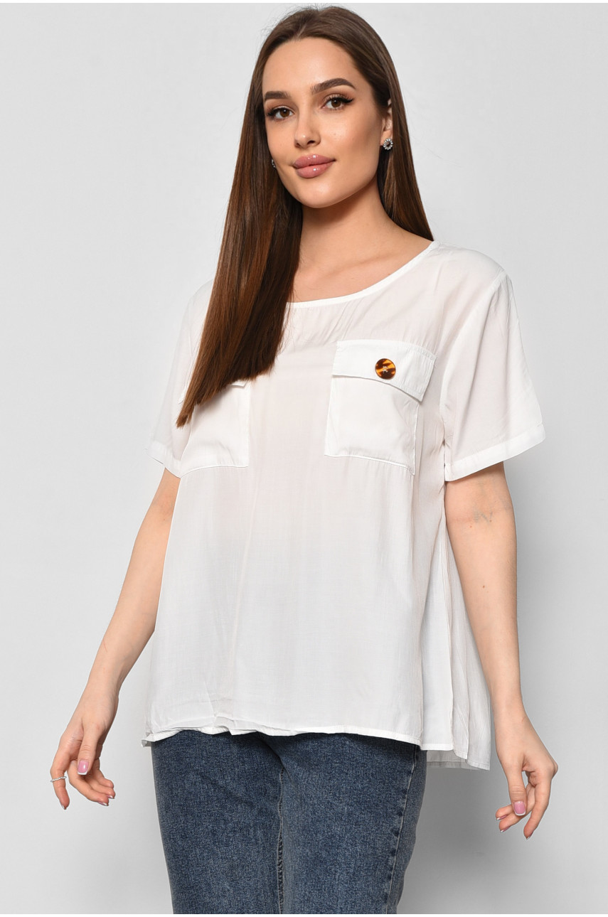 Блуза женская с коротким рукавом белого цвета 6056 176169