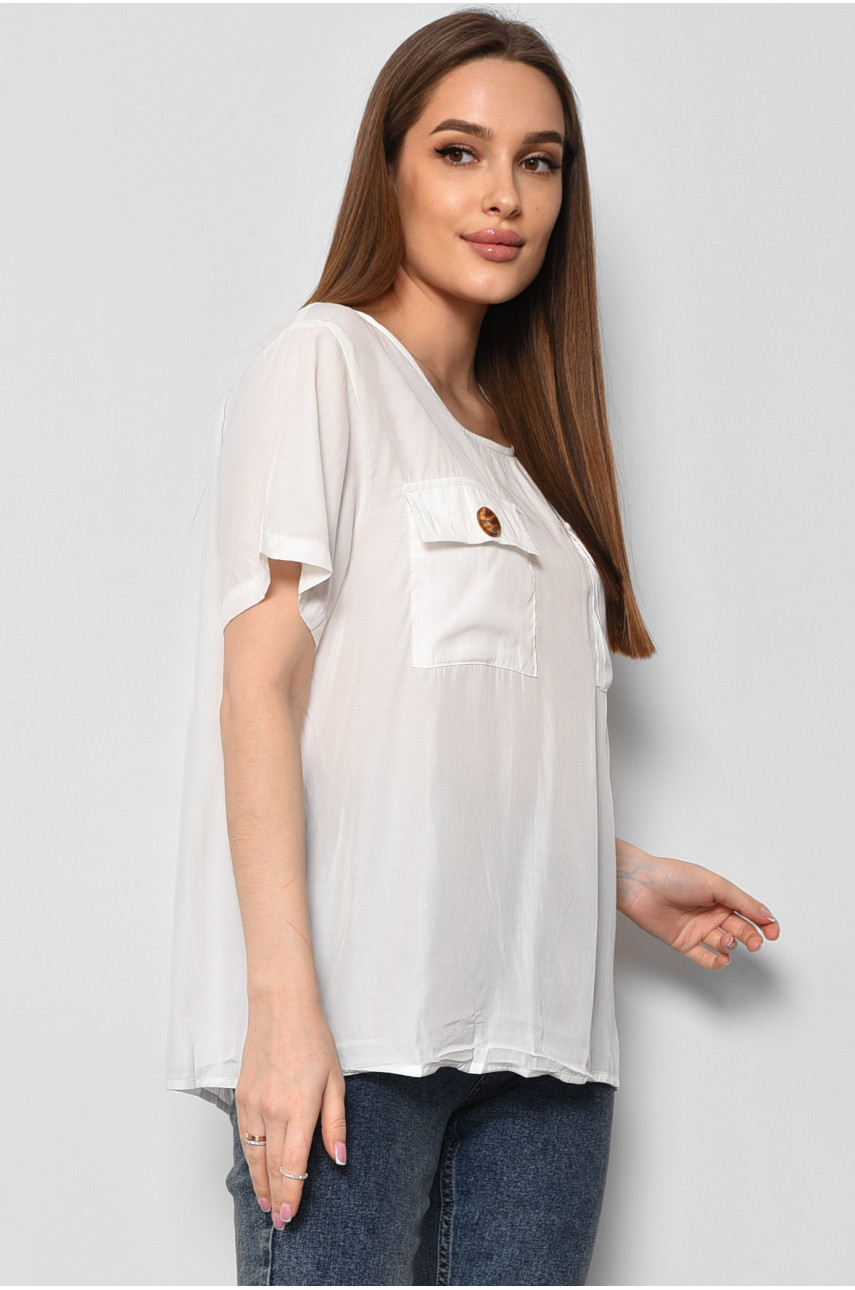 Блуза женская с коротким рукавом белого цвета 6056 176169
