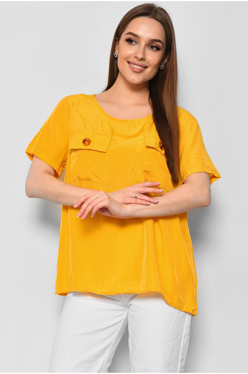 Блуза женская с коротким рукавом горчичного цвета 6056 176171