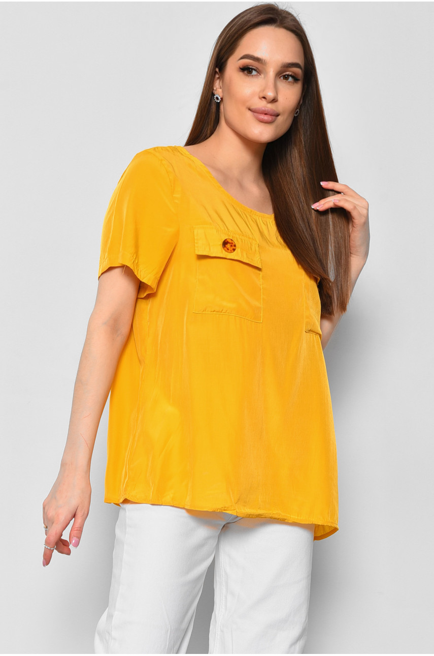 Блуза жіноча з коротким рукавом  гірчичного кольору 6056 176171