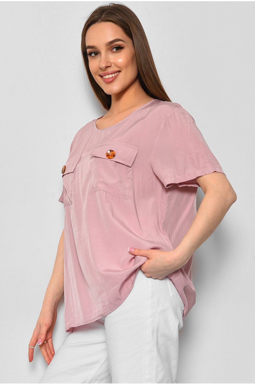 Блуза жіноча з коротким рукавом  пудрового кольору 6056 176173