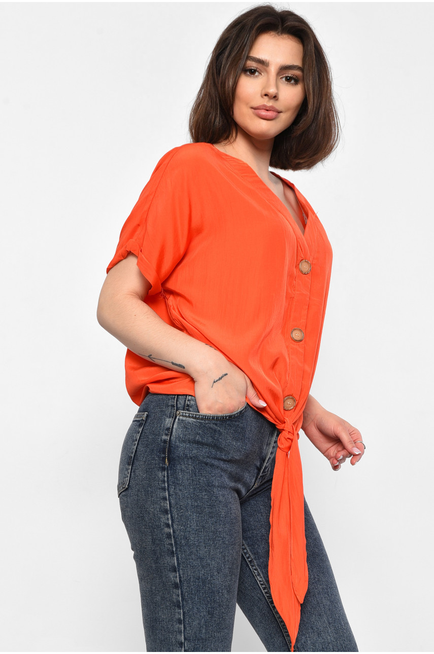 Блуза жіноча напівбатальна з коротким рукавом  помаранчевого кольору 6059 176174