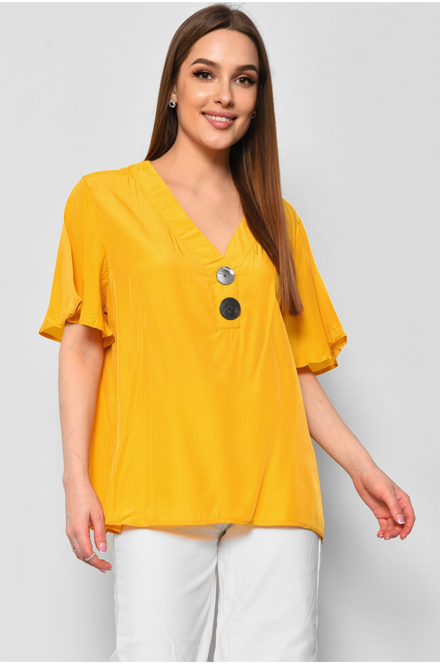 Блуза женская с коротким рукавом горчичного цвета 6061 176185