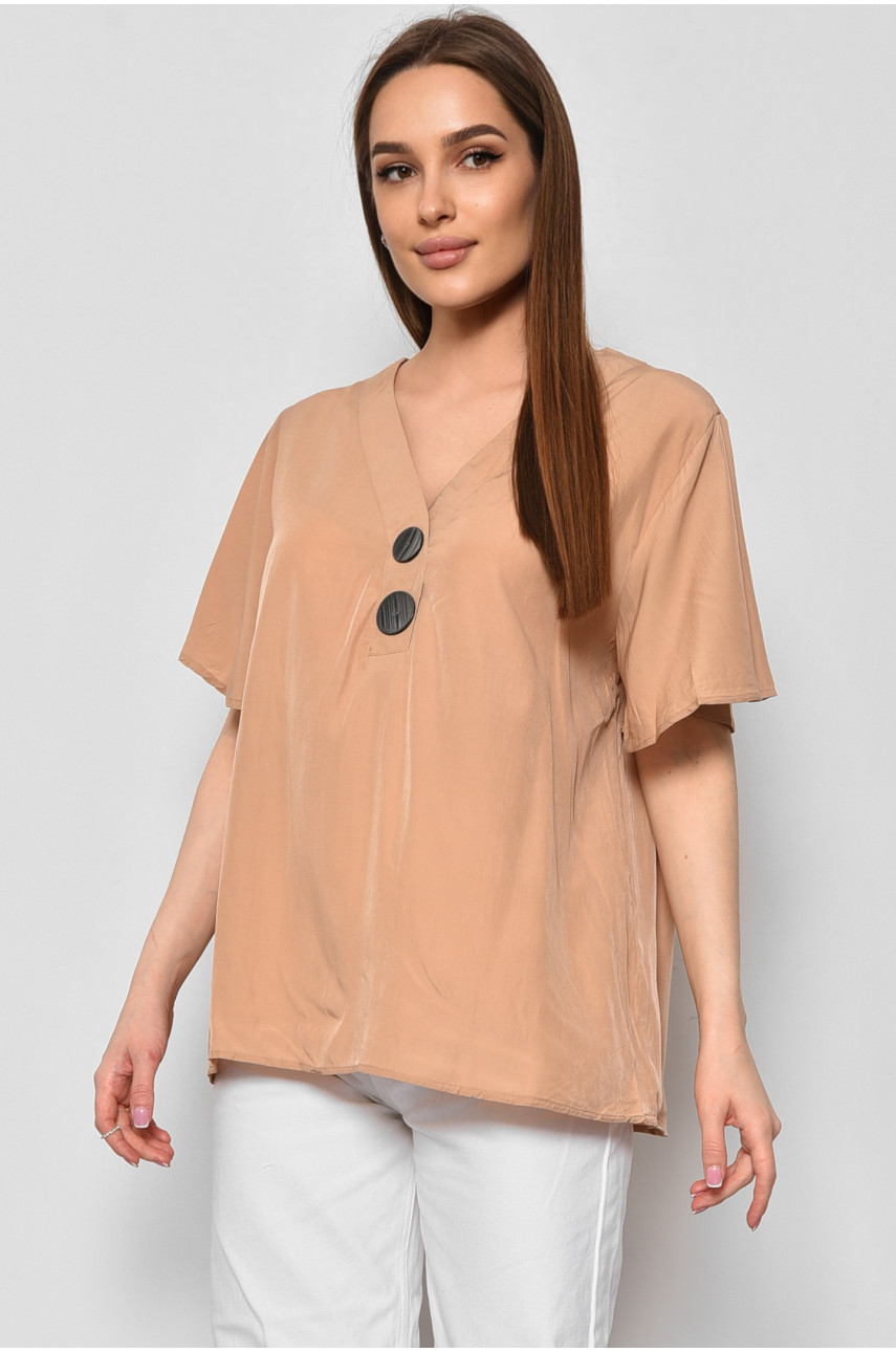 Блуза жіноча з коротким рукавом  бежевого кольору 6061 176189