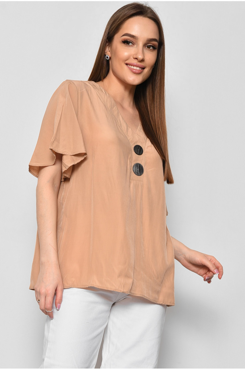 Блуза женская с коротким рукавом бежевого цвета 6061 176189
