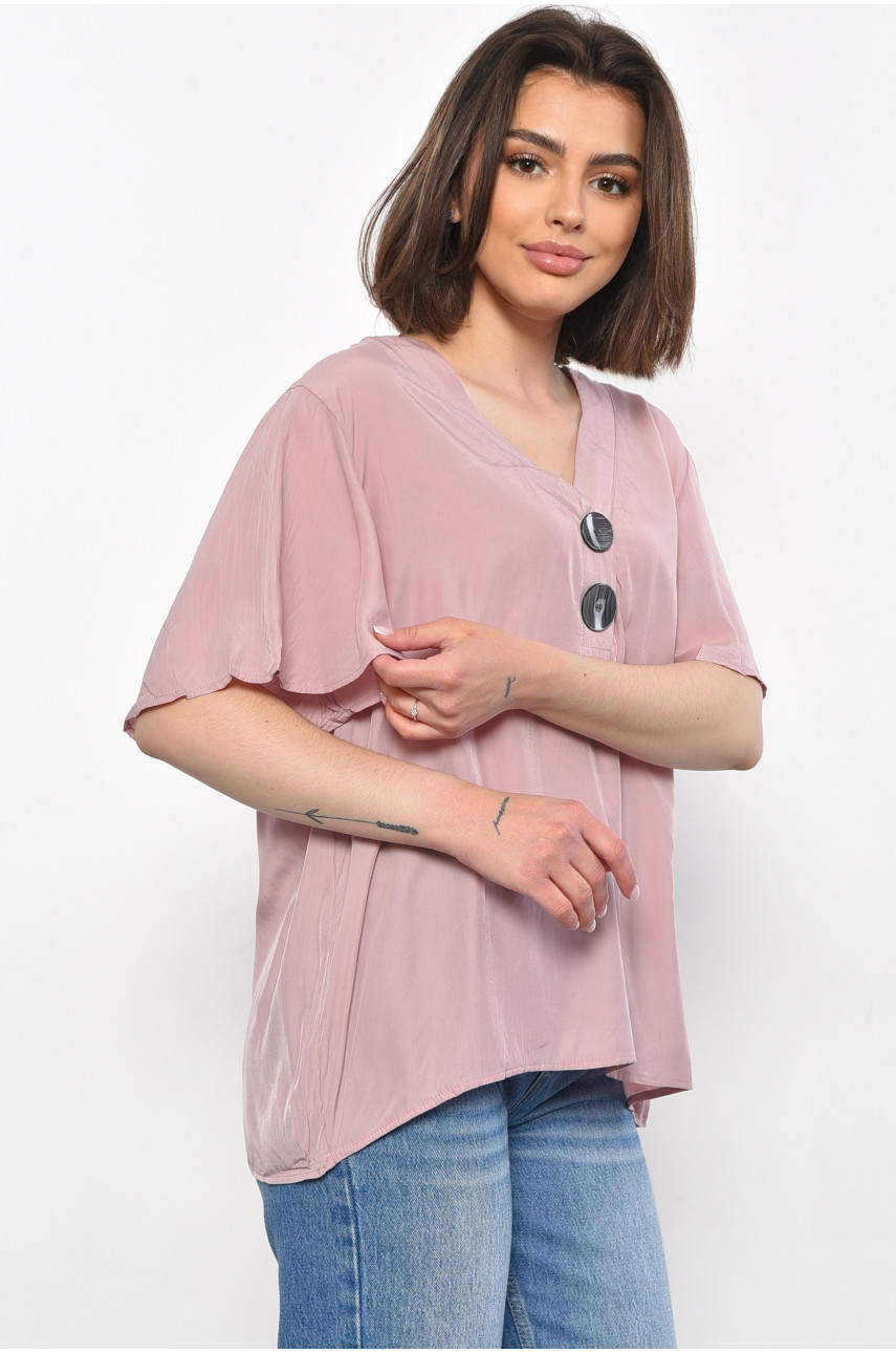 Блуза жіноча з коротким рукавом  пудрового кольору 6061 176191