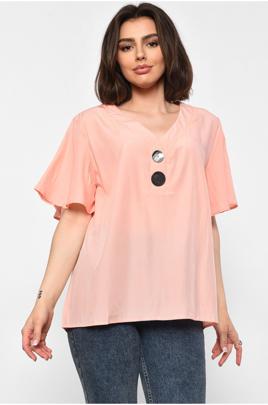 Блуза жіноча з коротким рукавом  персикового кольору 6061 176193