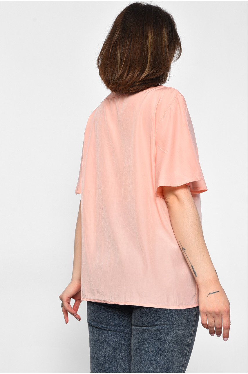 Блуза жіноча з коротким рукавом  персикового кольору 6061 176193