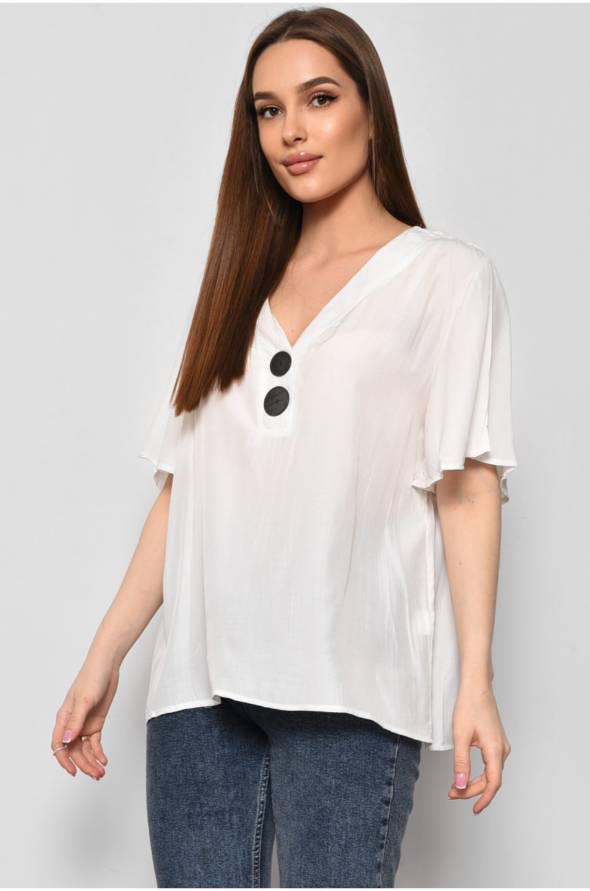 Блуза жіноча з коротким рукавом  білого кольору 6061 176196