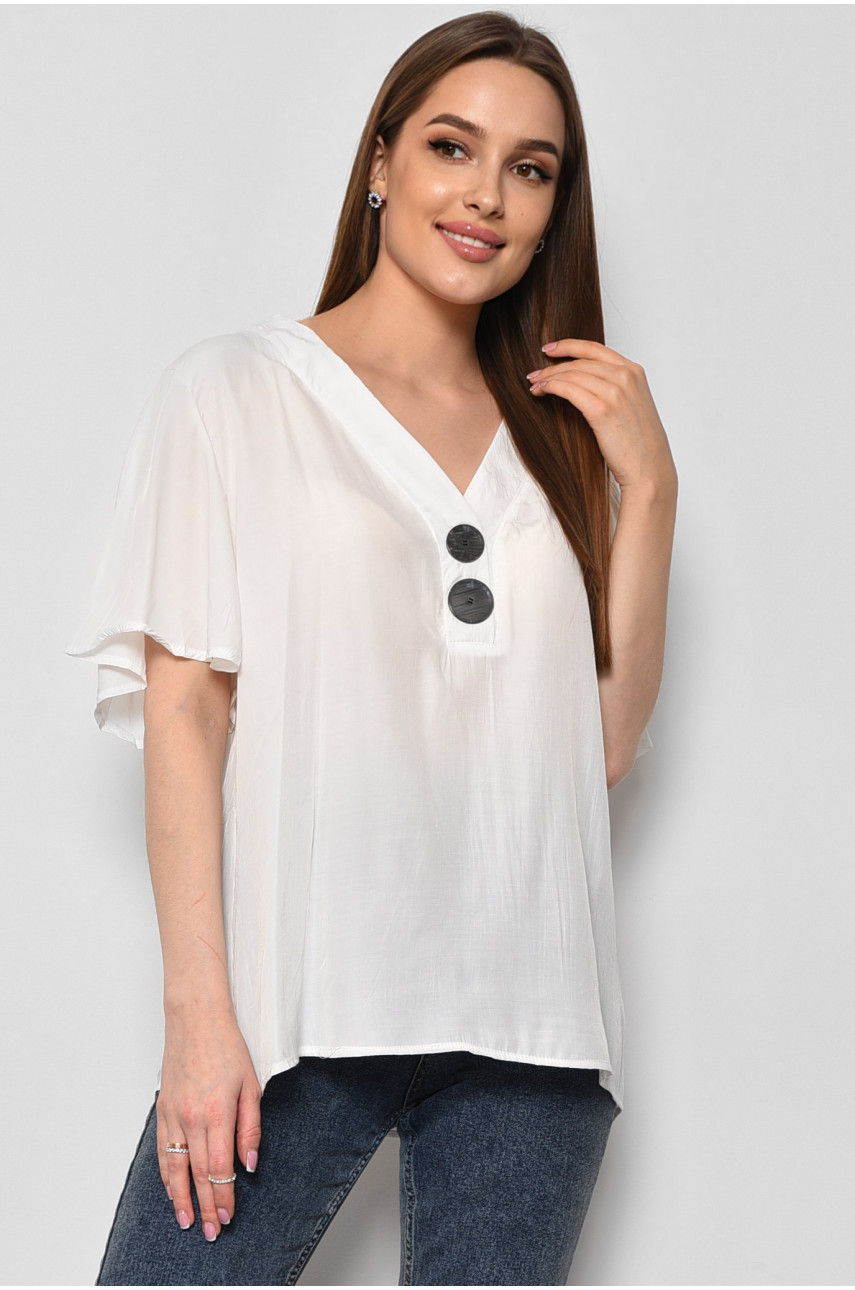 Блуза жіноча з коротким рукавом  білого кольору 6061 176196