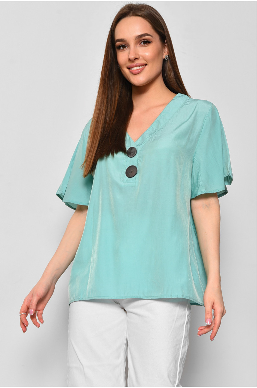 Блуза жіноча з коротким рукавом  м'ятного кольору 6061 176198