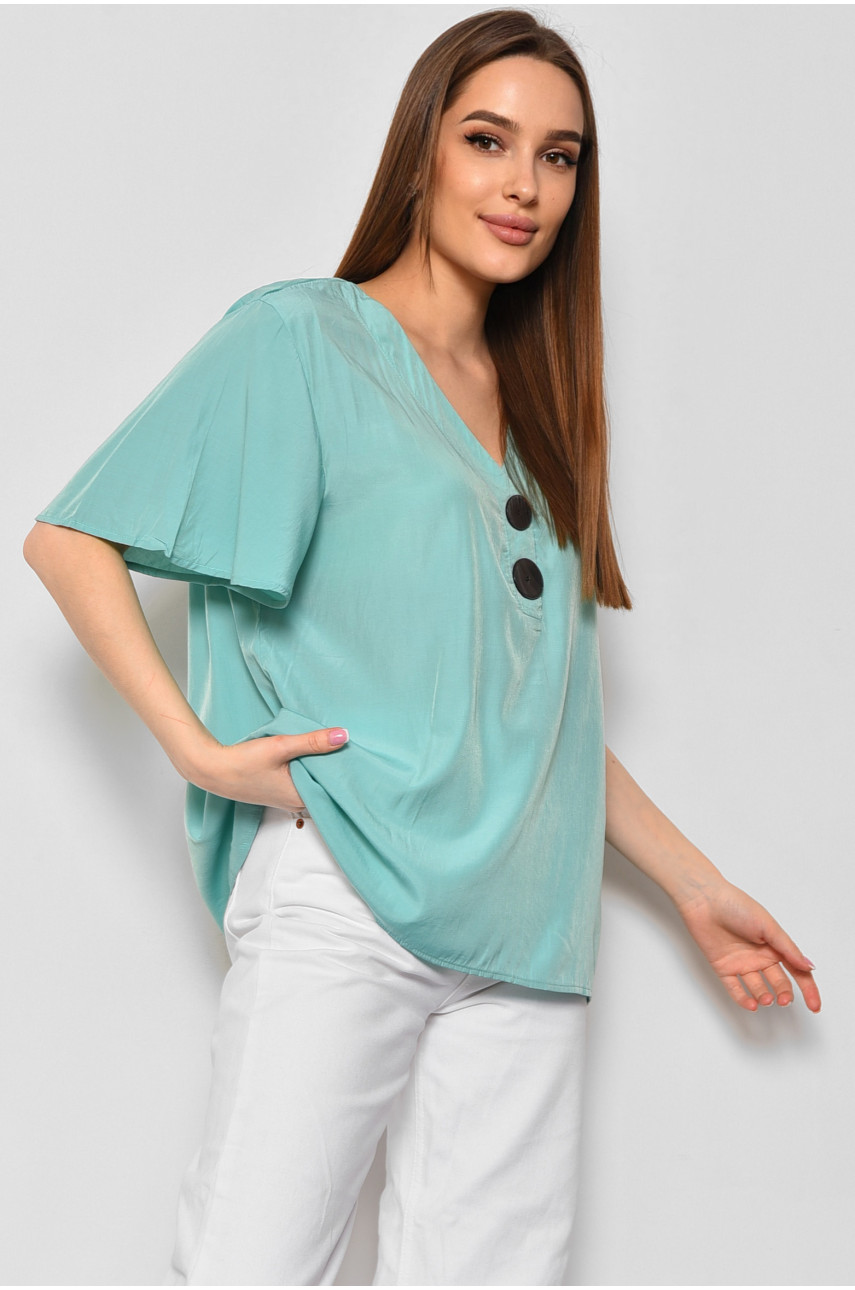 Блуза жіноча з коротким рукавом  м'ятного кольору 6061 176198