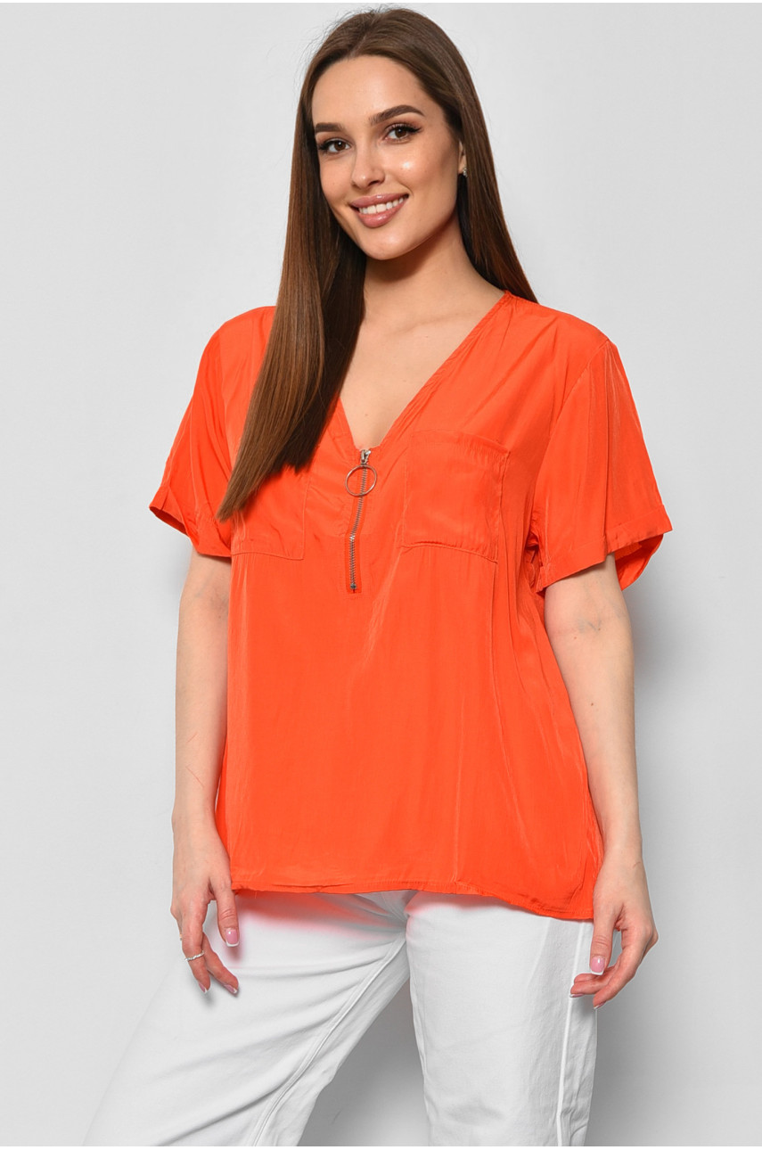 Блуза жіноча з коротким рукавом  помаранчевого кольору 6060 176210