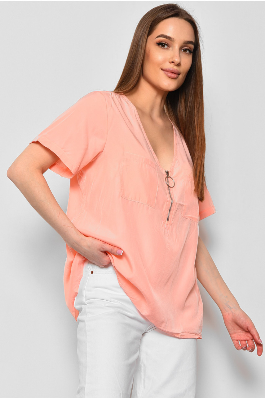 Блуза жіноча з коротким рукавом  персикового кольору 6060 176211