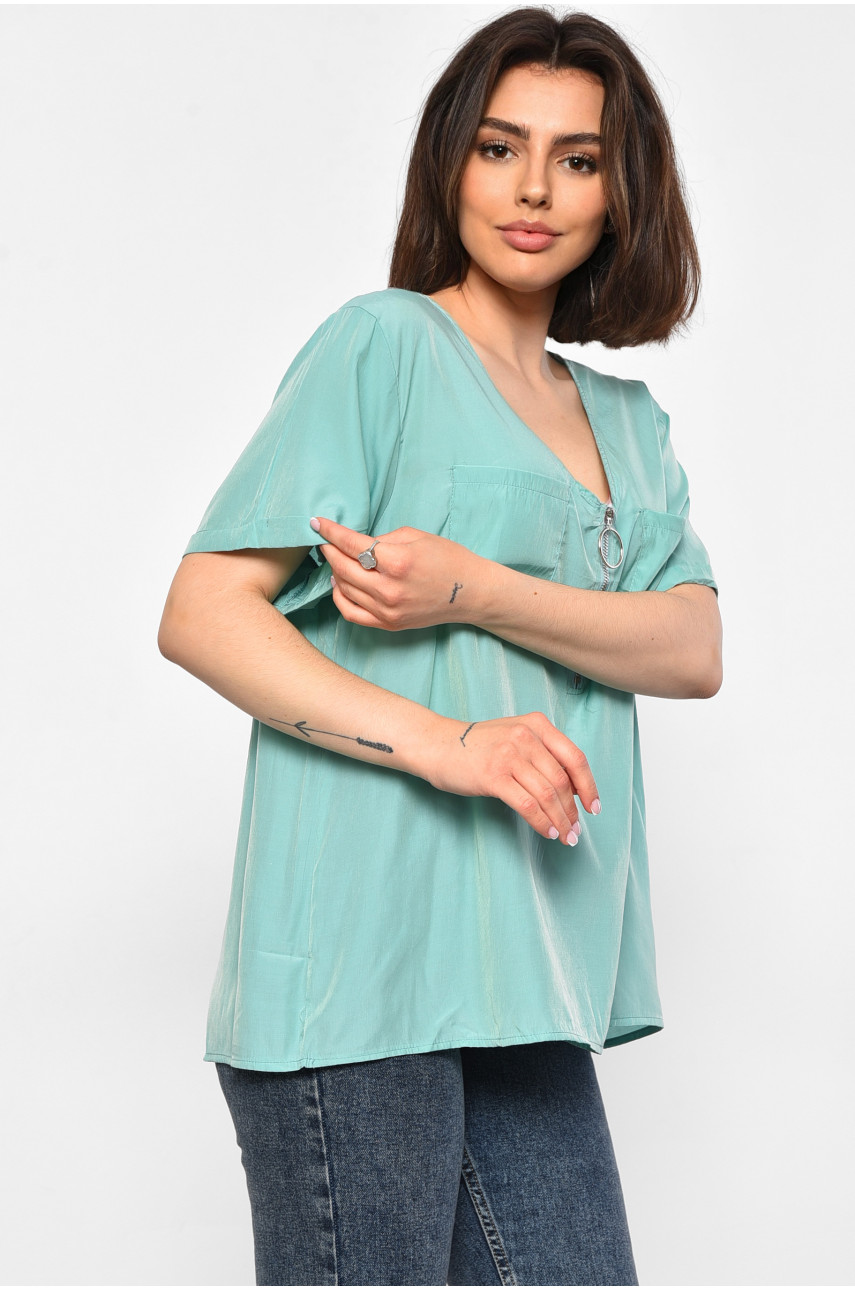 Блуза жіноча з коротким рукавом  м'ятного кольору 6060 176212