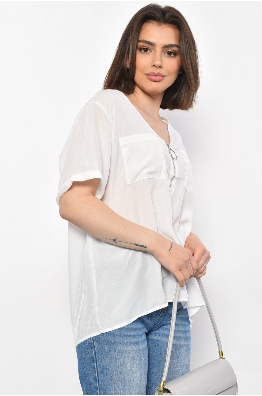 Блуза жіноча з коротким рукавом  білого кольору 6060 176215