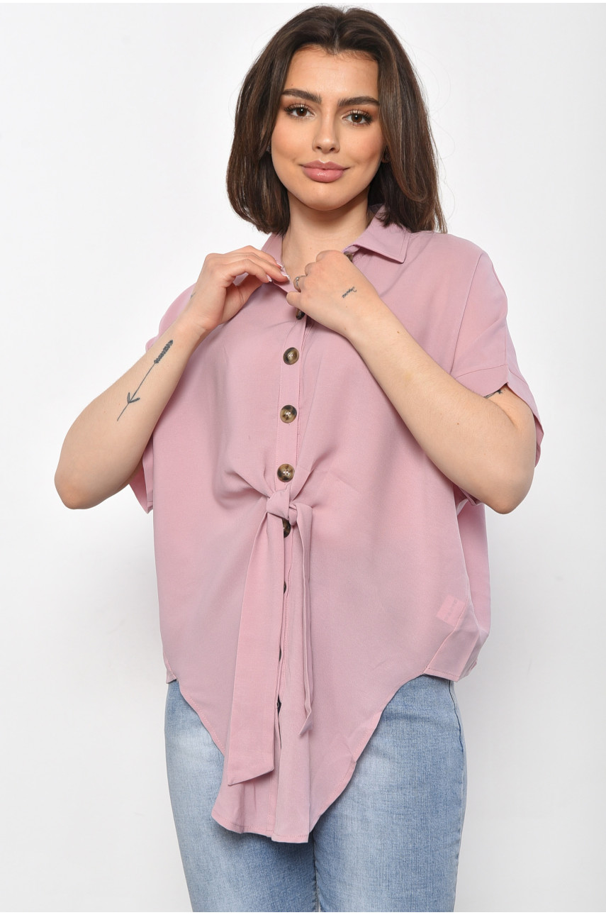 Блуза жіноча з коротким рукавом  пудрового кольору 6037 176217