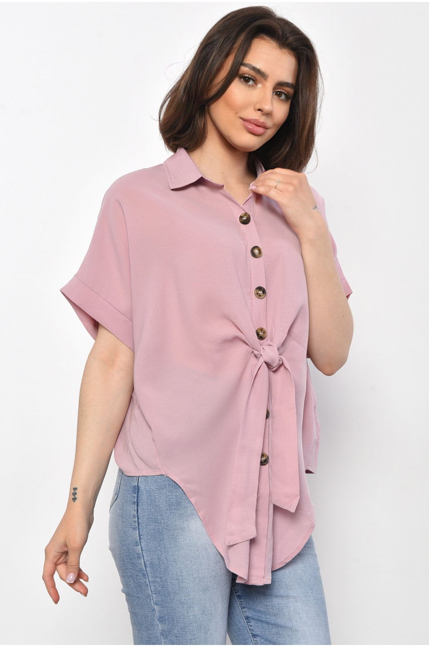 Блуза жіноча з коротким рукавом  пудрового кольору 6037 176217