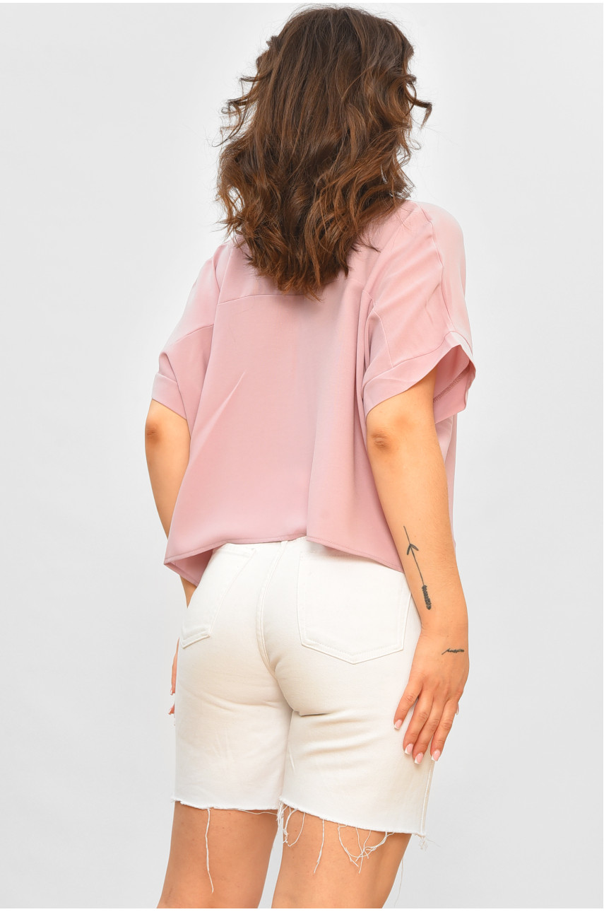 Блуза женская с коротким рукавом пудрового цвета 6037 176217