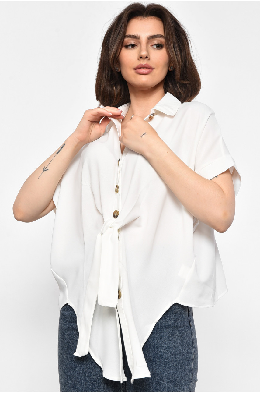 Блуза женская с коротким рукавом белого цвета 6037 176218