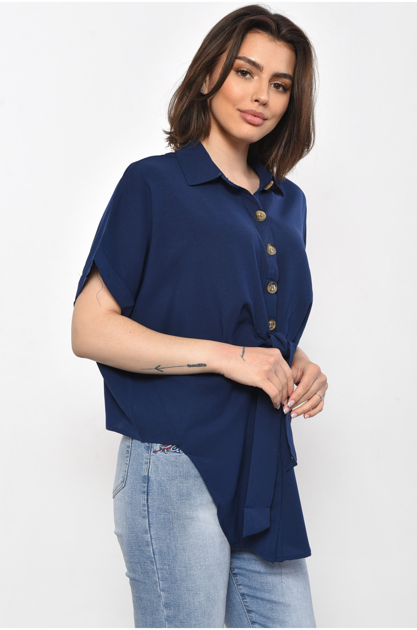 Блуза женская с коротким рукавом синего цвета 6037 176219