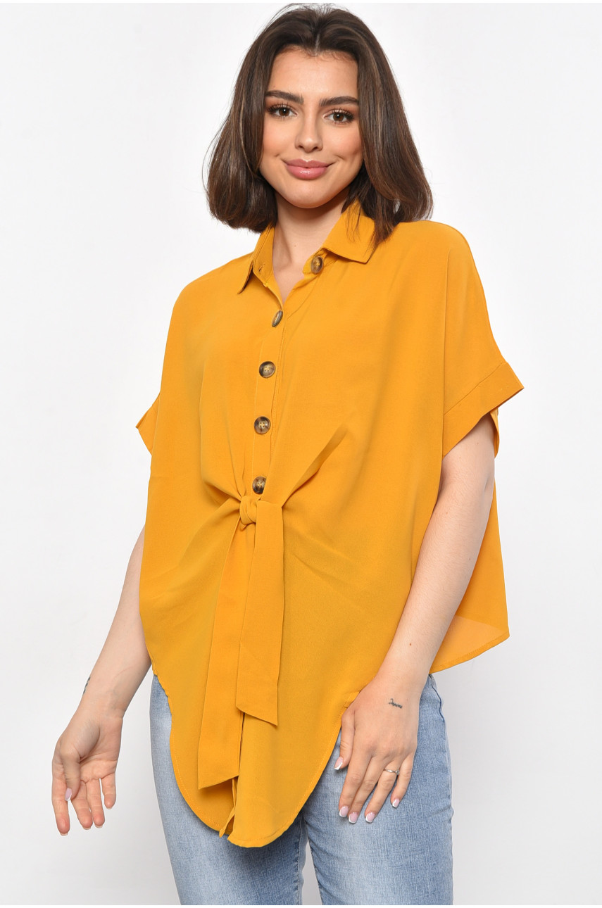 Блуза жіноча з коротким рукавом  гірчичного кольору 6037 176220