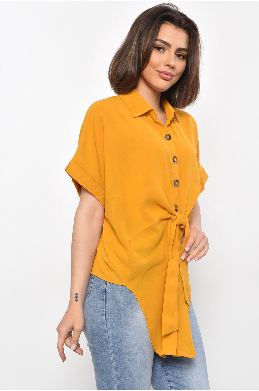 Блуза жіноча з коротким рукавом  гірчичного кольору 6037 176220