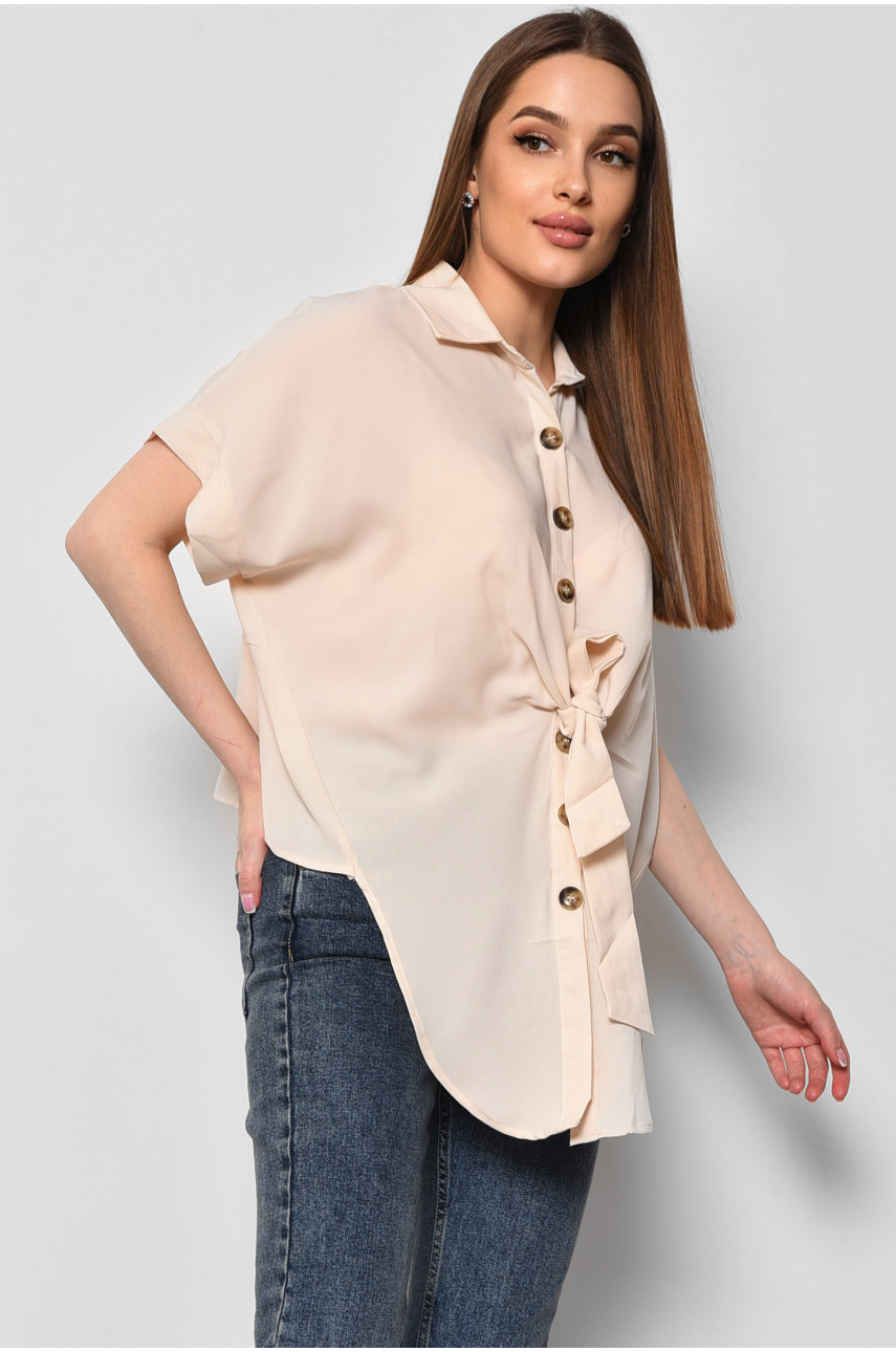Блуза женская с коротким рукавом светло-бежевого цвета 6037 176221