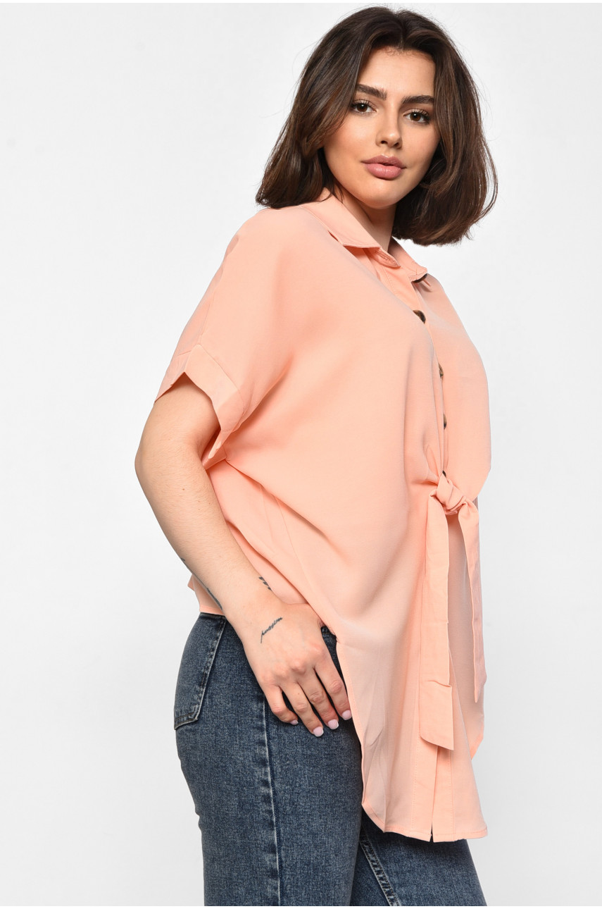 Блуза женская с коротким рукавом персикового цвета 6037 176223