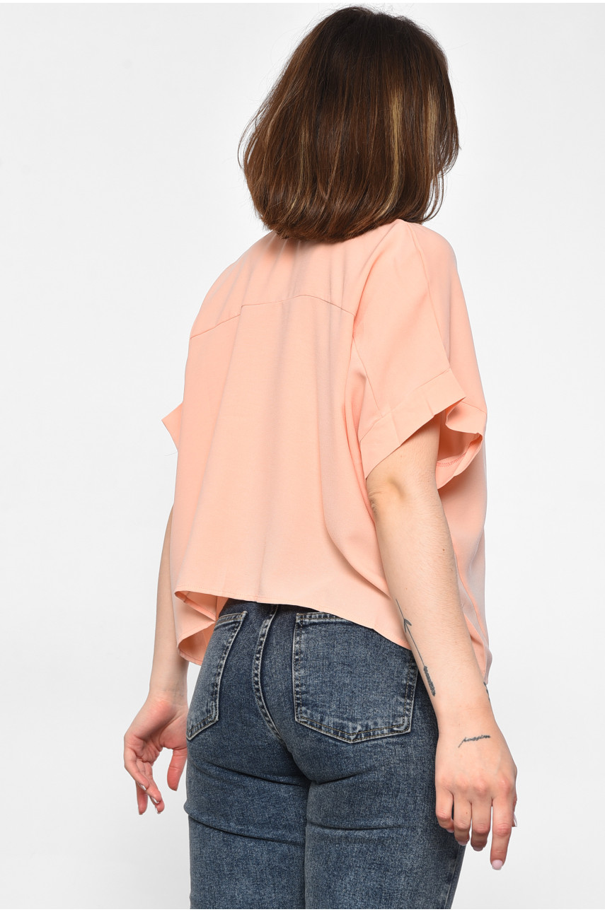 Блуза женская с коротким рукавом персикового цвета 6037 176223 Блуза женская с коротким рукавом персикового цвета 6037 176223