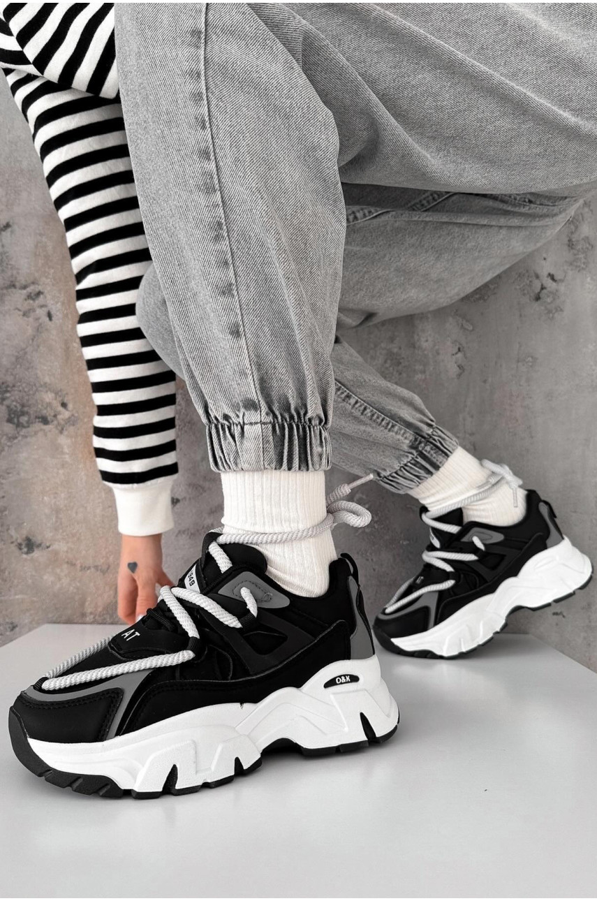 Кросівки жіночі чорного кольору на шнурівці 618-1 176329