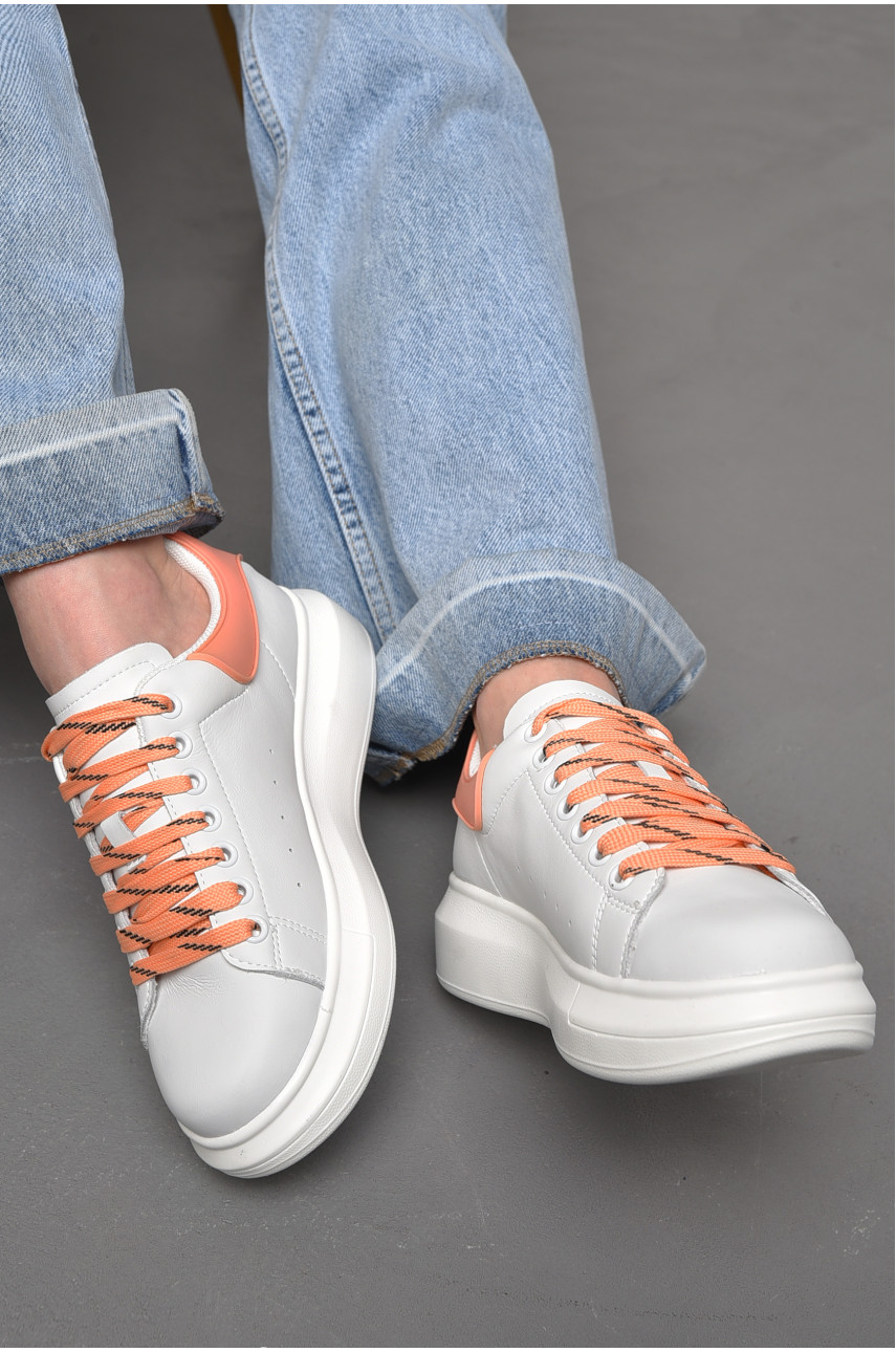 Кросівки жіночі білого кольору на шнурівці MK13-5 176649