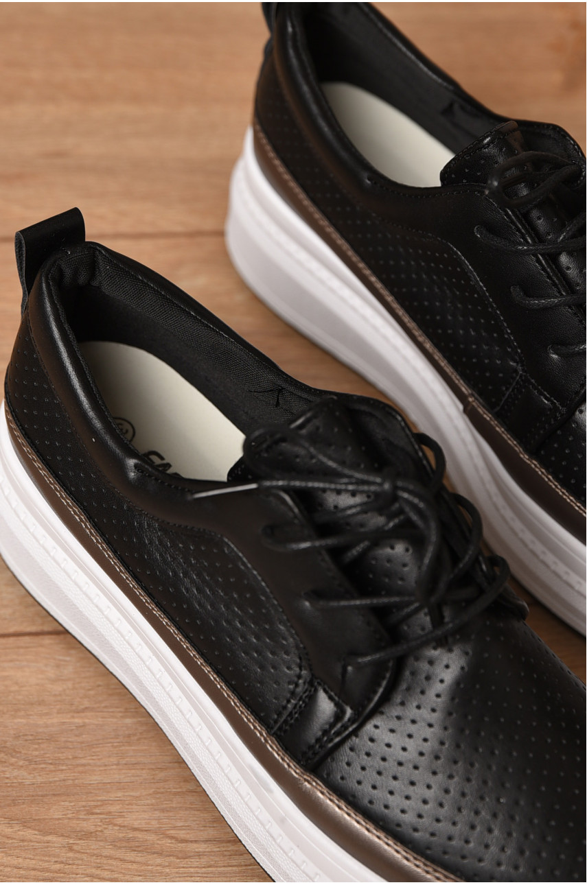 Слипоны женские черного цвета на шнуровке 128-26 176650