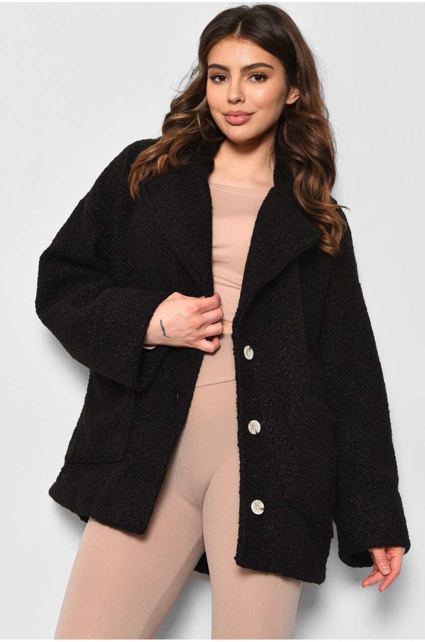 Пальто жіноче напівбатальне вкорочене чорного кольору 2290 176717