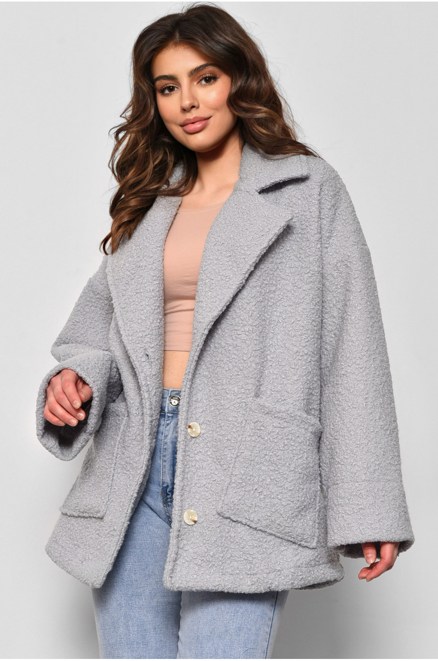 Пальто жіноче напівбатальне вкорочене сірого кольору 2290 176719