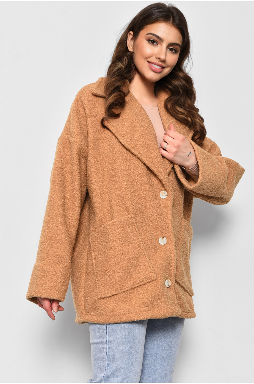 Пальто жіноче напівбатальне вкорочене гірчичного кольору 2290 176724