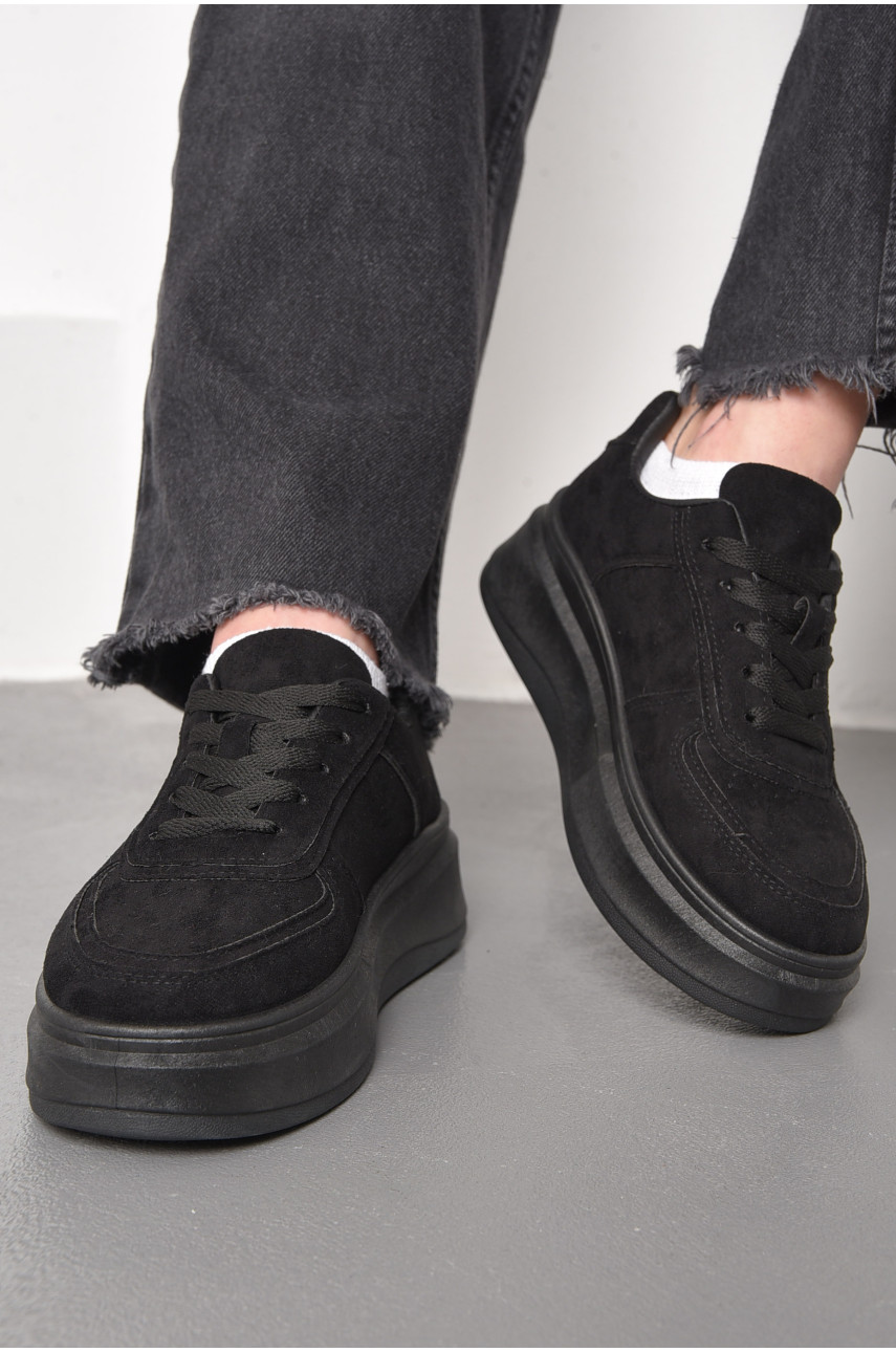 Кросівки жіночі чорного кольору на шнурівці 188-202 176743