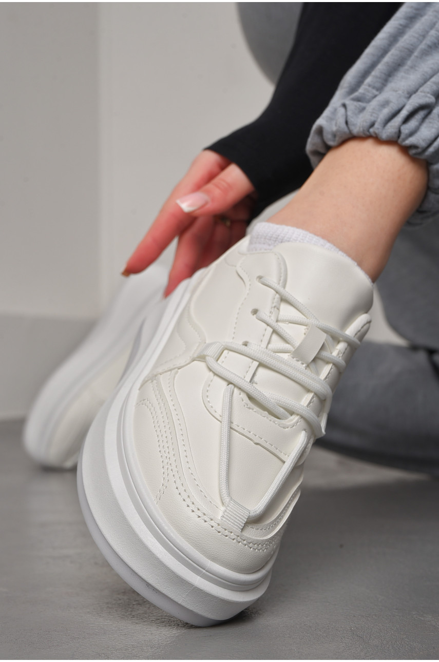 Кросівки жіночі білого кольору на шнурівці 188-195 176752