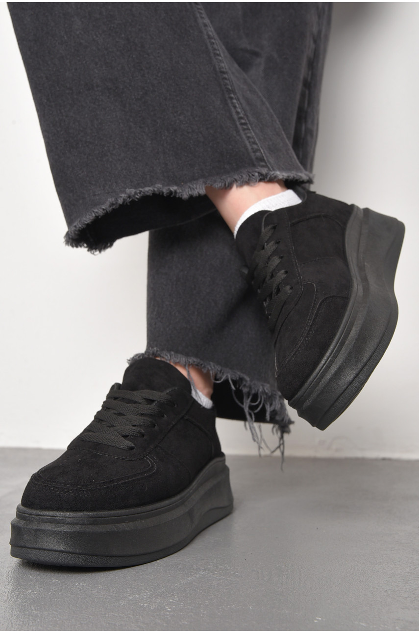 Кросівки жіночі чорного кольору на шнурівці 188-213 176759