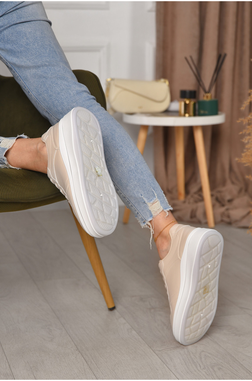 Кроссовки женские бежевого цвета на шнуровке 188-229 176822